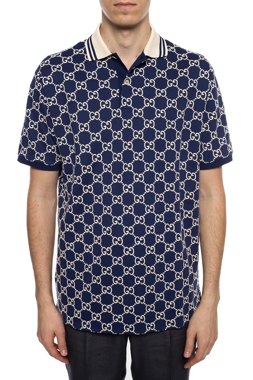 SchaferandweinerShops Canada polo Navy blue Patterned polo Gucci